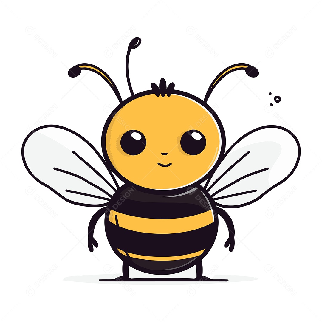 Abelha Fofa de Desenho Animado Ilustração Vetor EPS