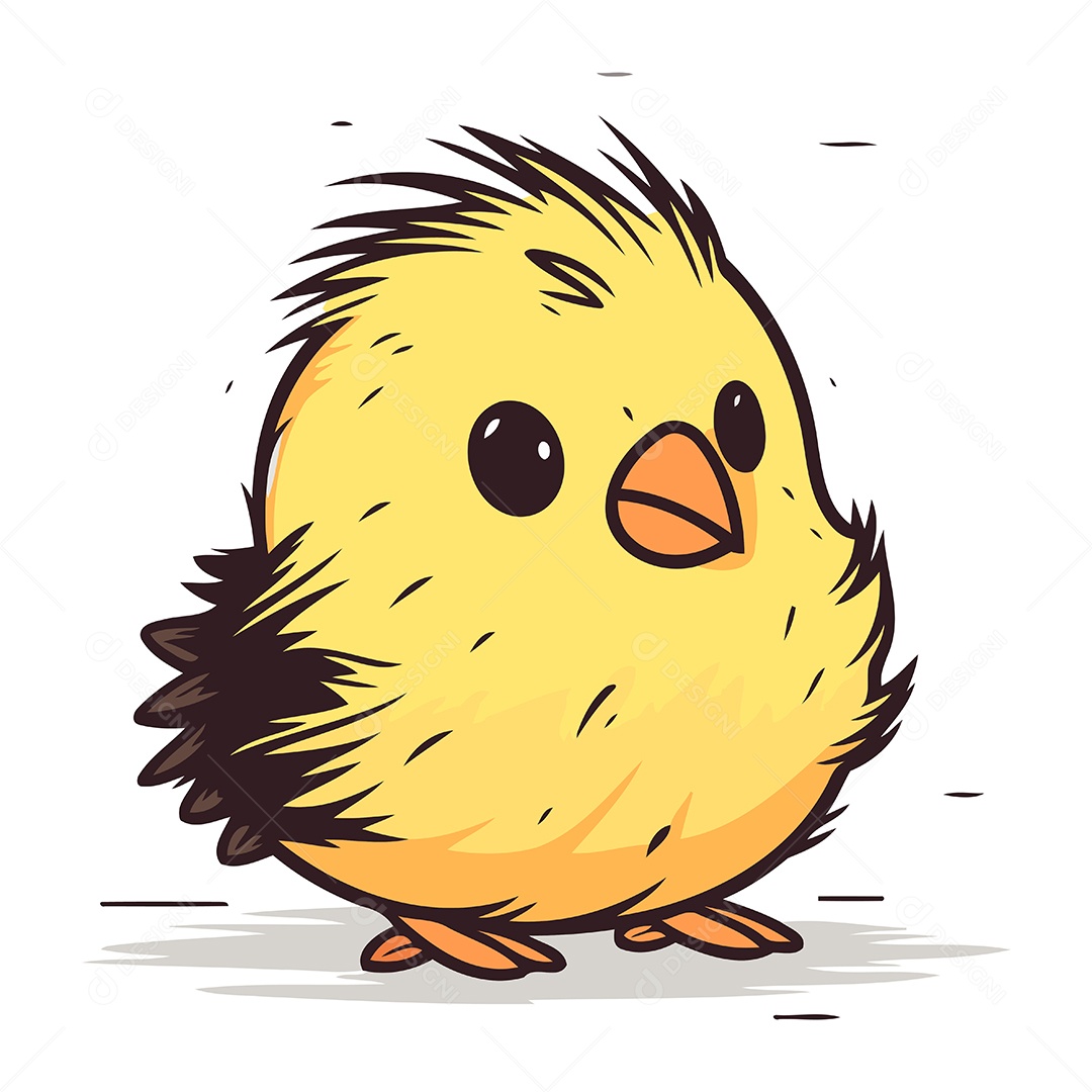 Pintinho Bonitinho de Desenho Animado Ilustração Vetor EPS