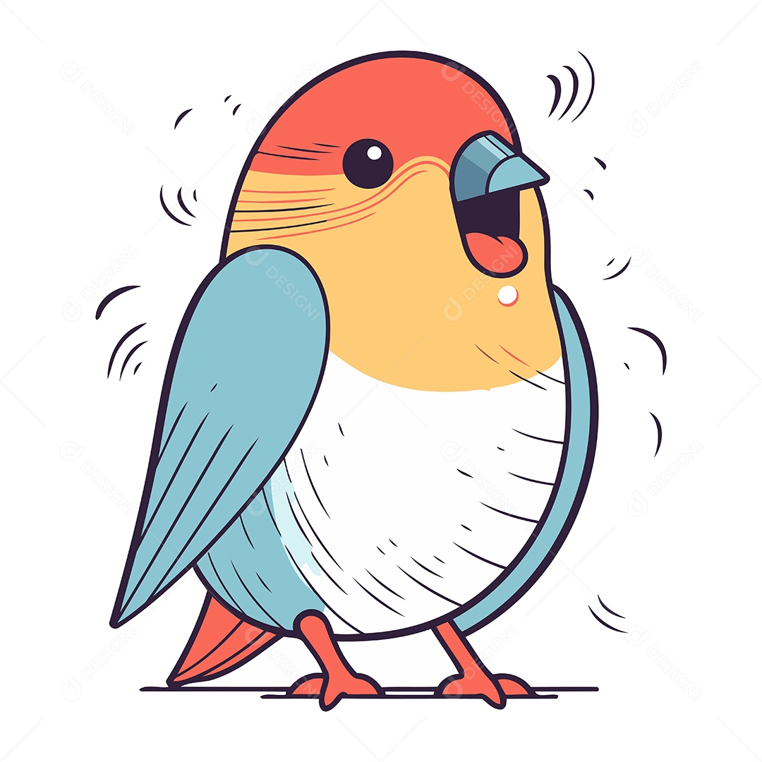 Papagaio Fofo de Desenho Animado Ilustração Vetor EPS