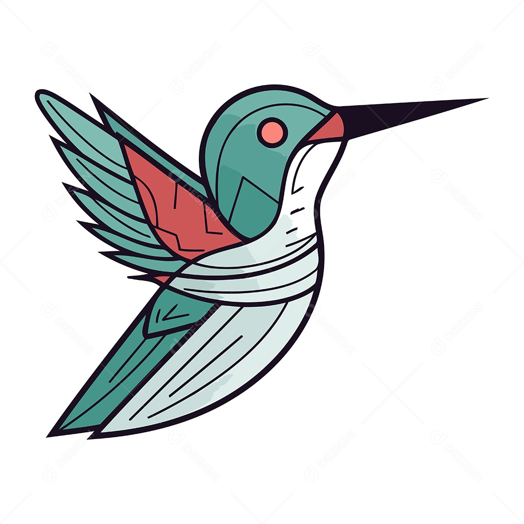 Beija Flor de Desenho Animado Ilustração Vetor EPS