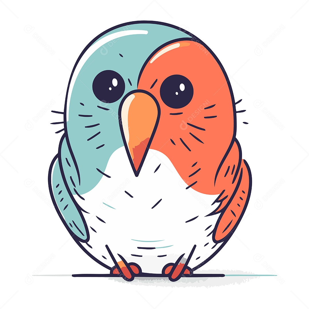 Papagaio Bonito de Desenho Animado Ilustração Vetor EPS