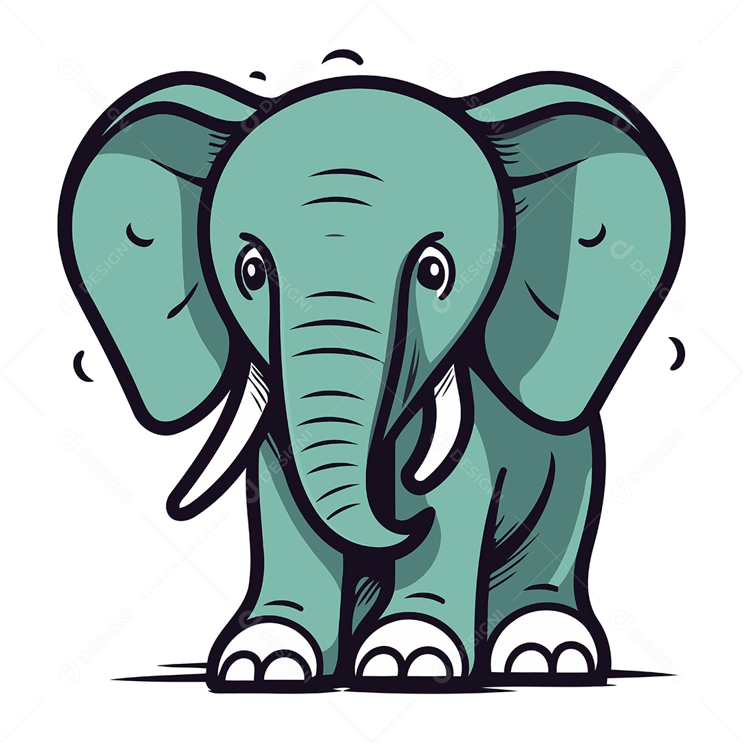 Elefante de Desenho Animado Ilustração Vetor EPS