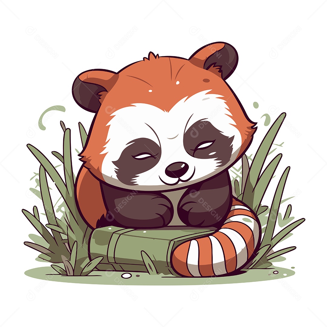 Panda Fofo de Desenho Animado Ilustração Vetor EPS