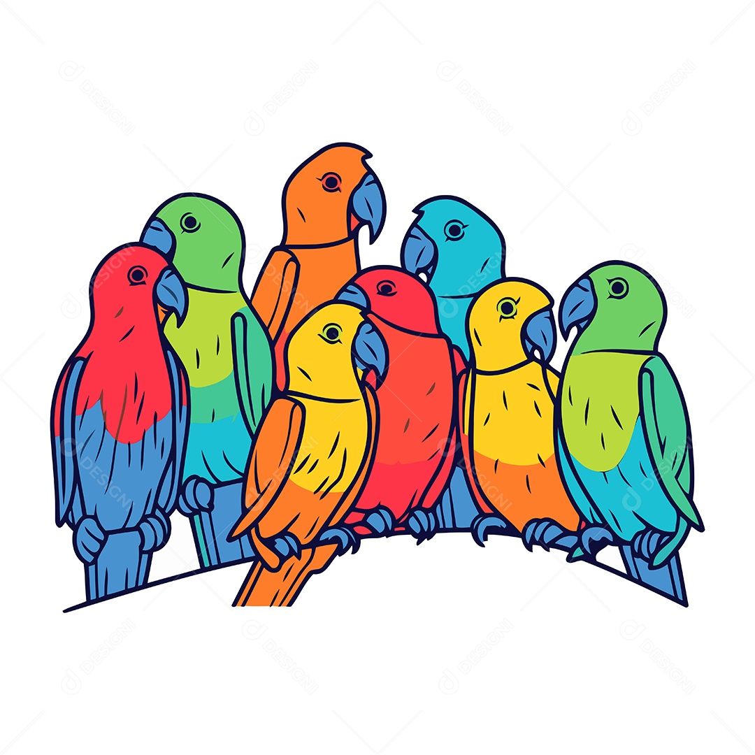 Papagaios de Desenho Animado Ilustração Vetor EPS