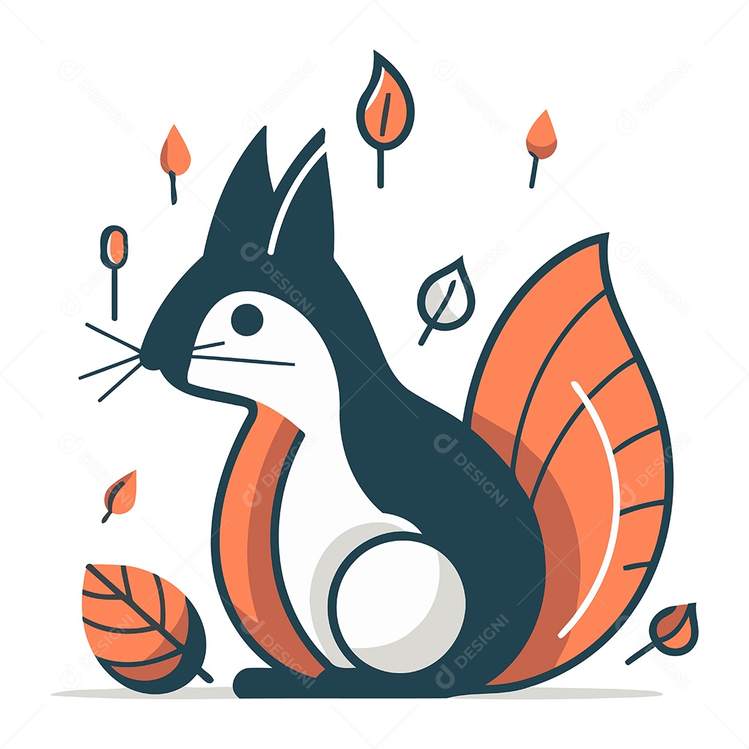 Esquilo Bonito de Desenho Animado Ilustração Vetor EPS