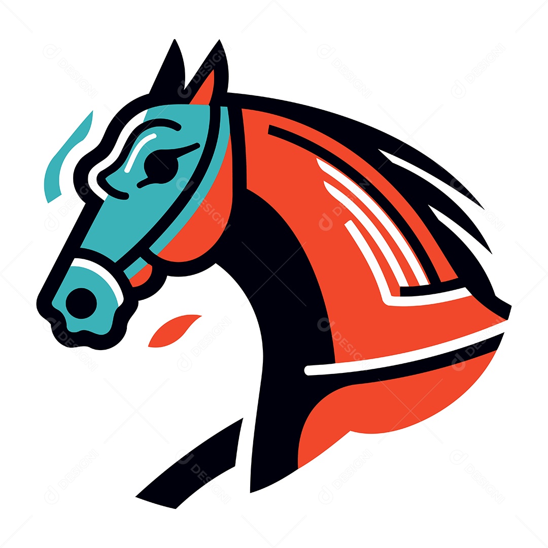 Cabeça de Cavalo Desenho Animado Ilustração Vetor EPS