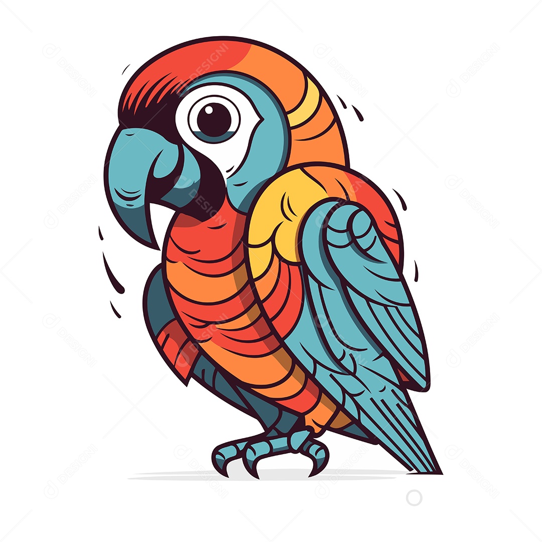 Papagaio de Desenho Animado Ilustração Vetor EPS