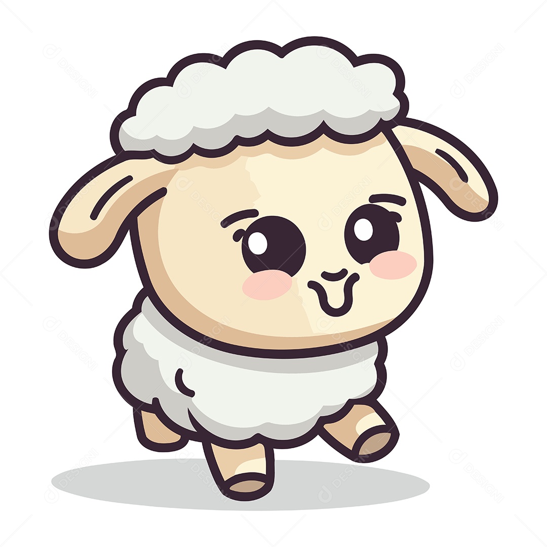 Ovelha Fofa de Desenho Animado Ilustração Vetor EPS