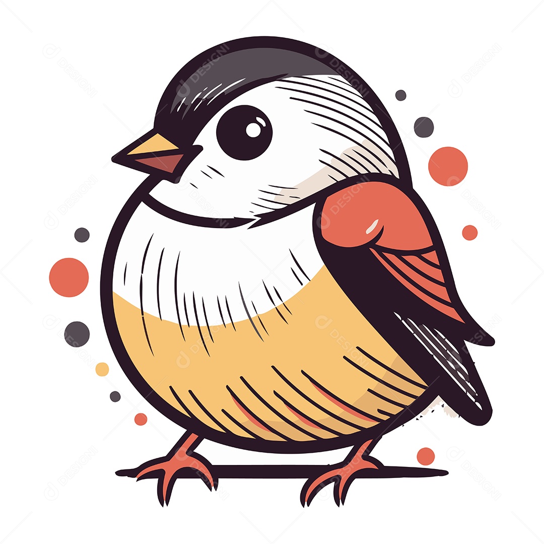 Pássaro Fofo Dom Fafe de Desenho Animado Ilustração Vetor EPS