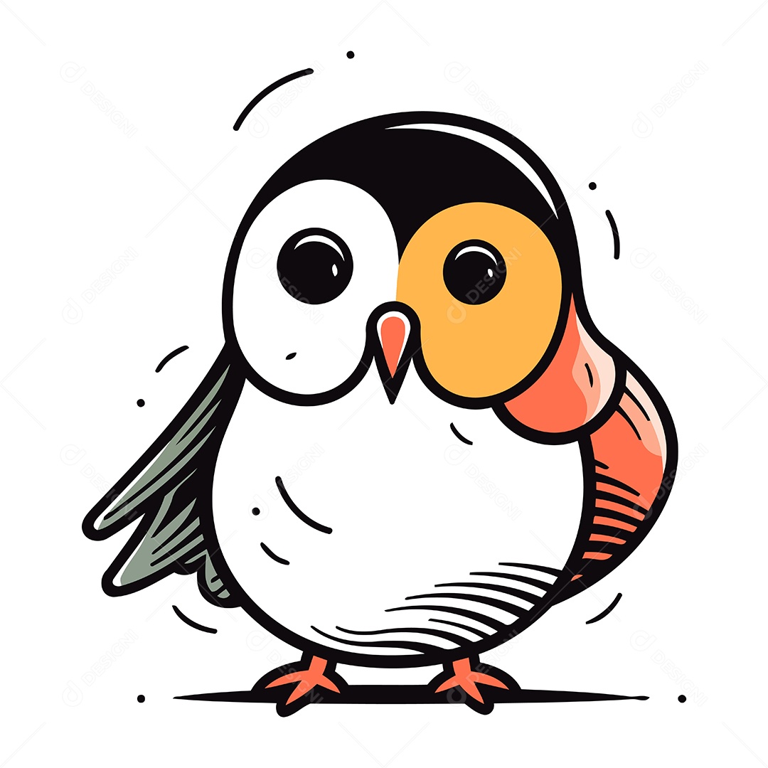 Pinguim Bonito de Desenho Animado Ilustração Vetor EPS