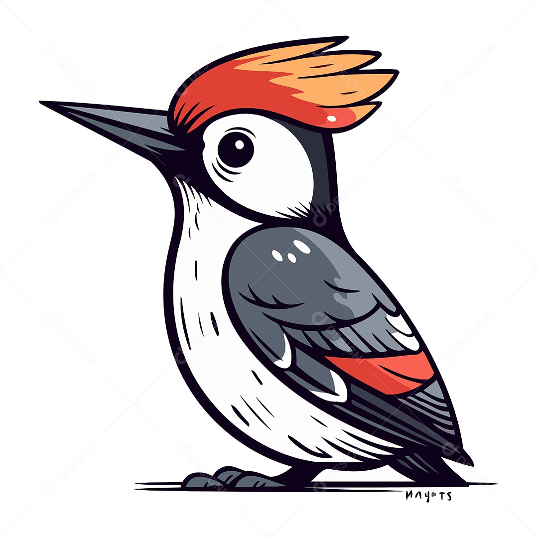 Pica Pau Bonito de Desenho Animado Ilustração Vetor EPS