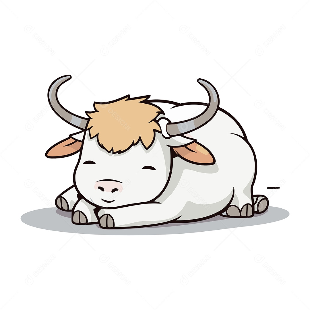 Vaca Fofa de Desenho Animado Ilustração Vetor EPS