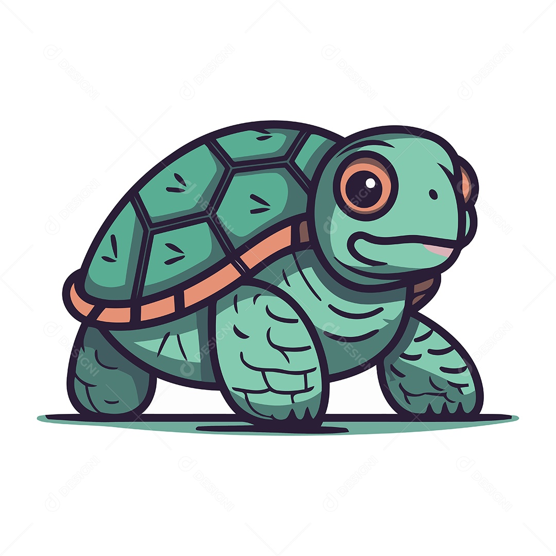 Tartaruga de Desenho Animado Ilustração Vetor EPS