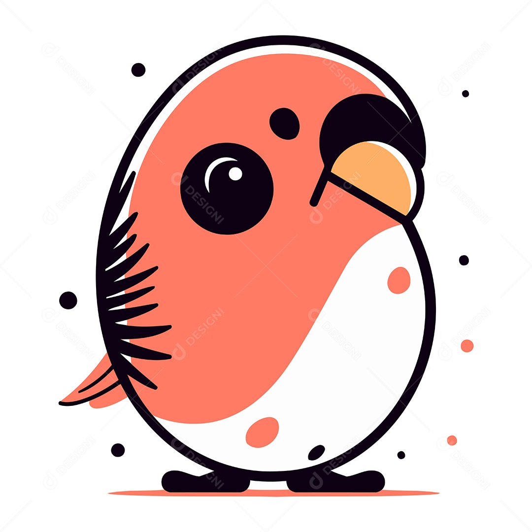 Passarinho Bonitinho de Desenho Animado Ilustração Vetor EPS