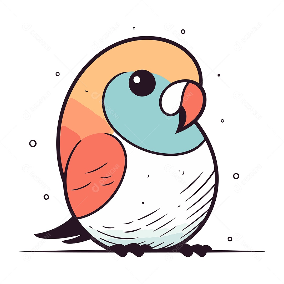 Papagaio Bonito de Desenho Animado Ilustração Vetor EPS