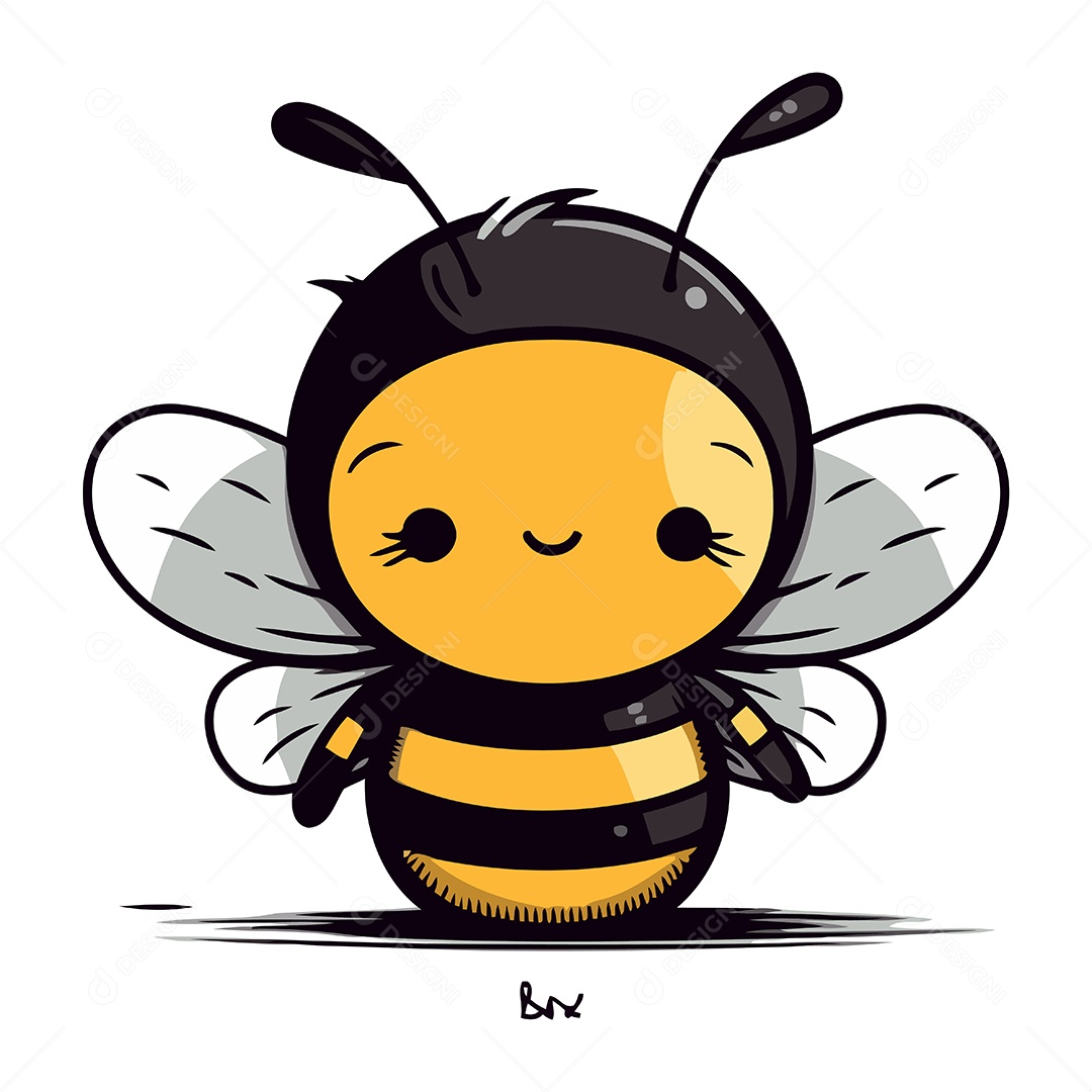 Abelha Fofa de Desenho Animado Ilustração Vetor EPS