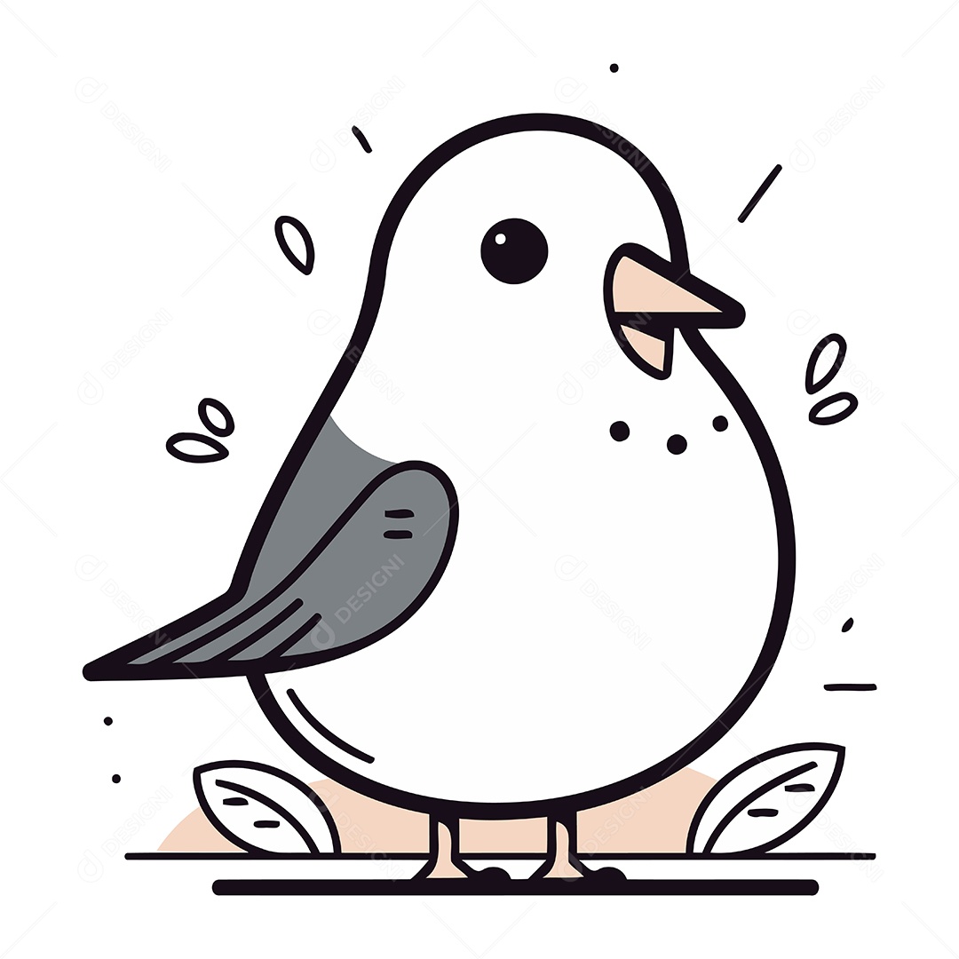 Passarinho Fofo de Desenho Animado Ilustração Vetor EPS