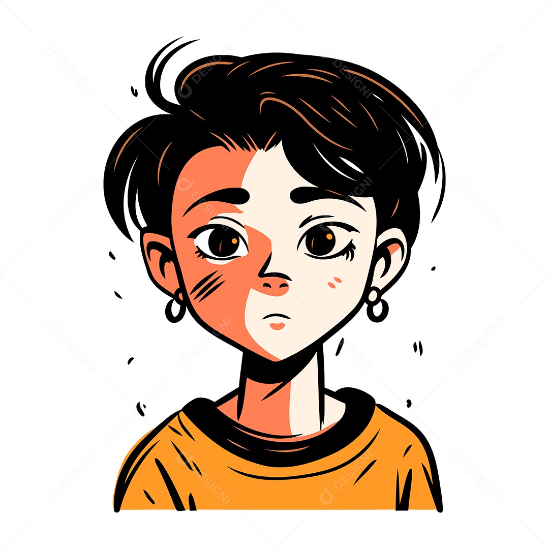 Menina Triste de Desenho Animado Ilustração Vetor EPS