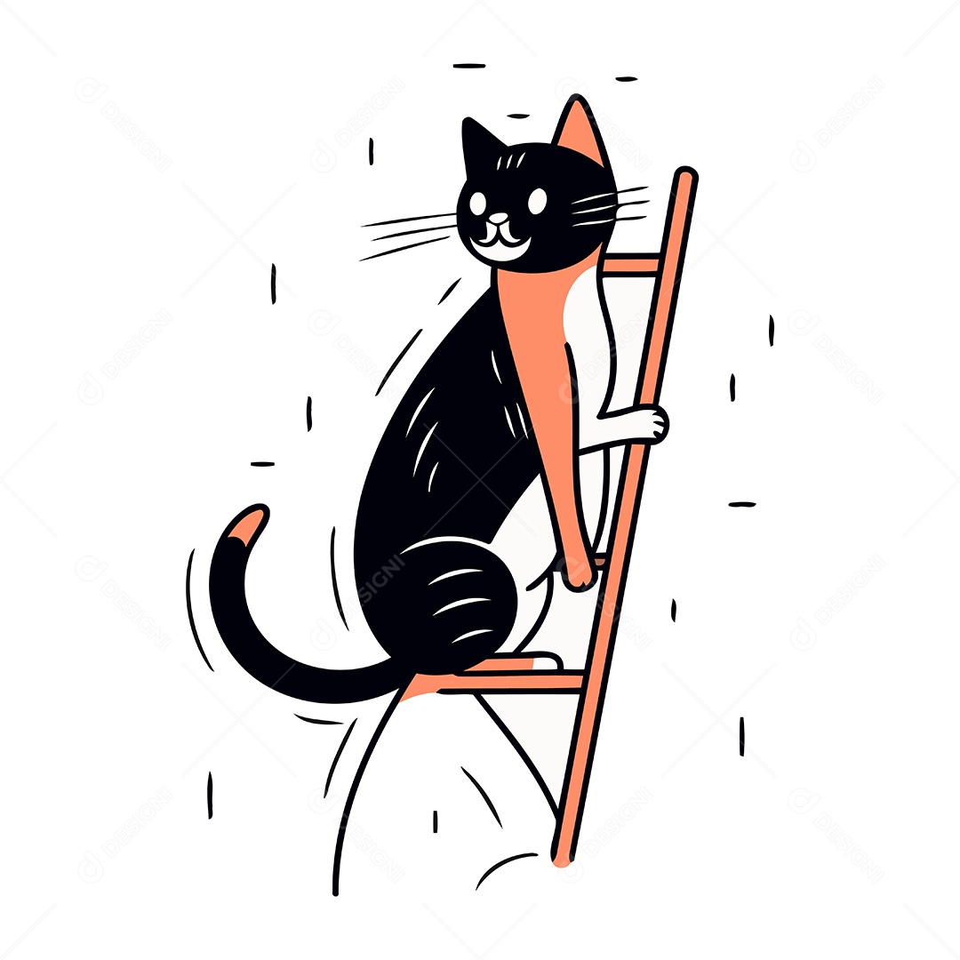 Gato Preto Bonito de Desenho Animado Ilustração Vetor EPS