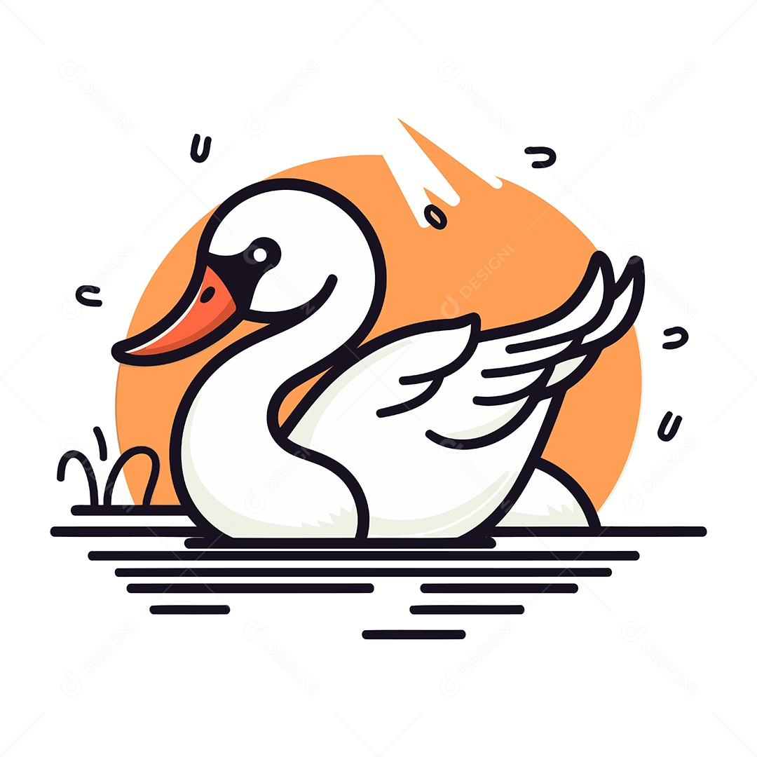 Cisne de Desenho Animado Ilustração Vetor EPS