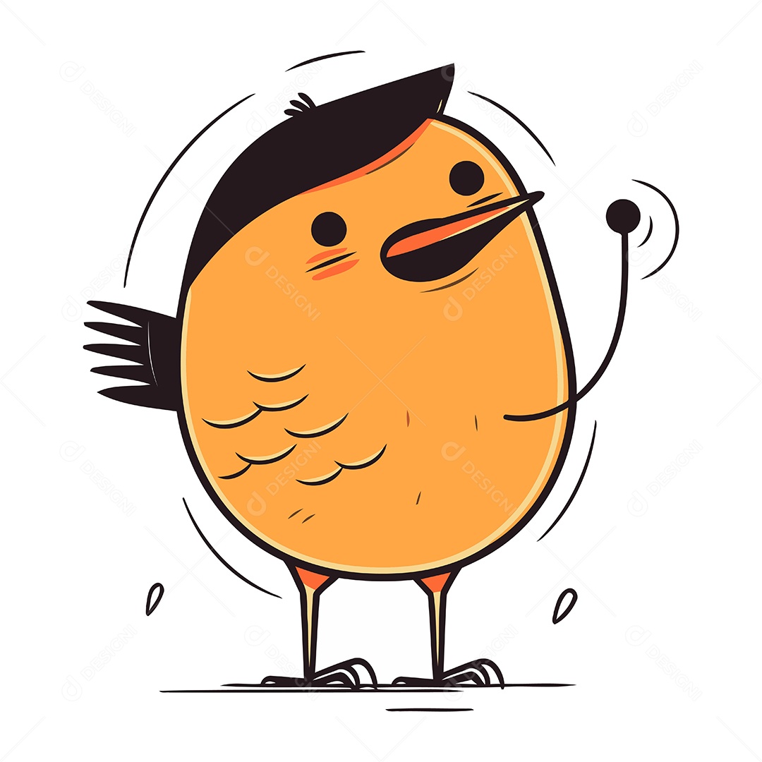 Passarinho Fofo de Desenho Animado Ilustração Vetor EPS