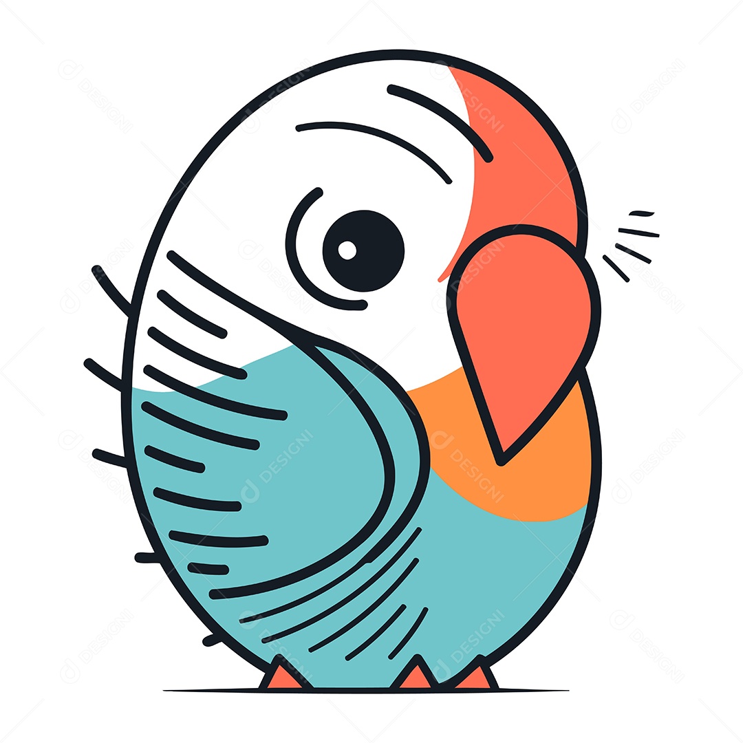 Papagaio Fofo de Desenho Animado Ilustração Vetor EPS