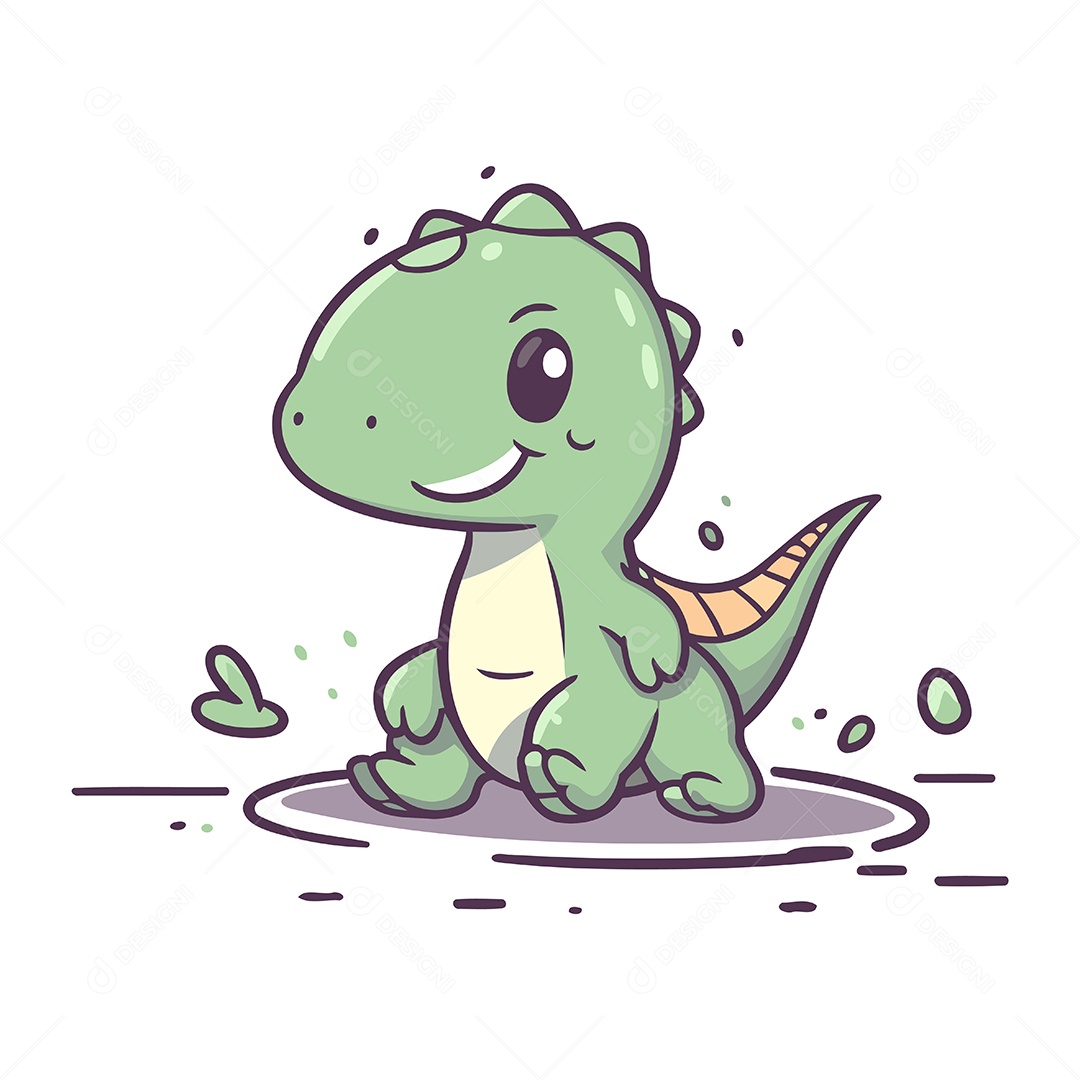 Dinossauro Bonito de Desenho Animado Ilustração Vetor EPS