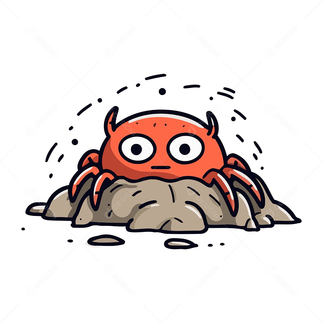 Caranguejo Vermelho Bonito de Desenho Animado Ilustração Vetor EPS