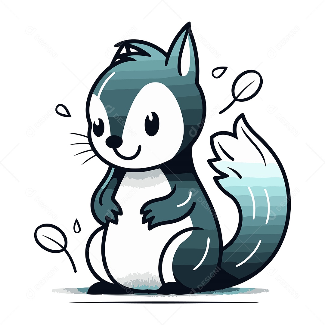 Esquilo Fofo de Desenho Animado Ilustração Vetor EPS