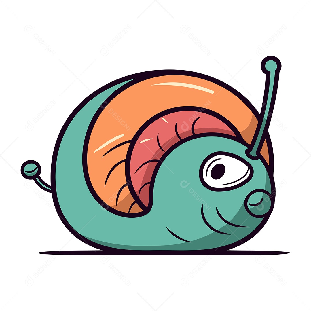 Caracol Bonito de Desenho Animado Ilustração Vetor EPS