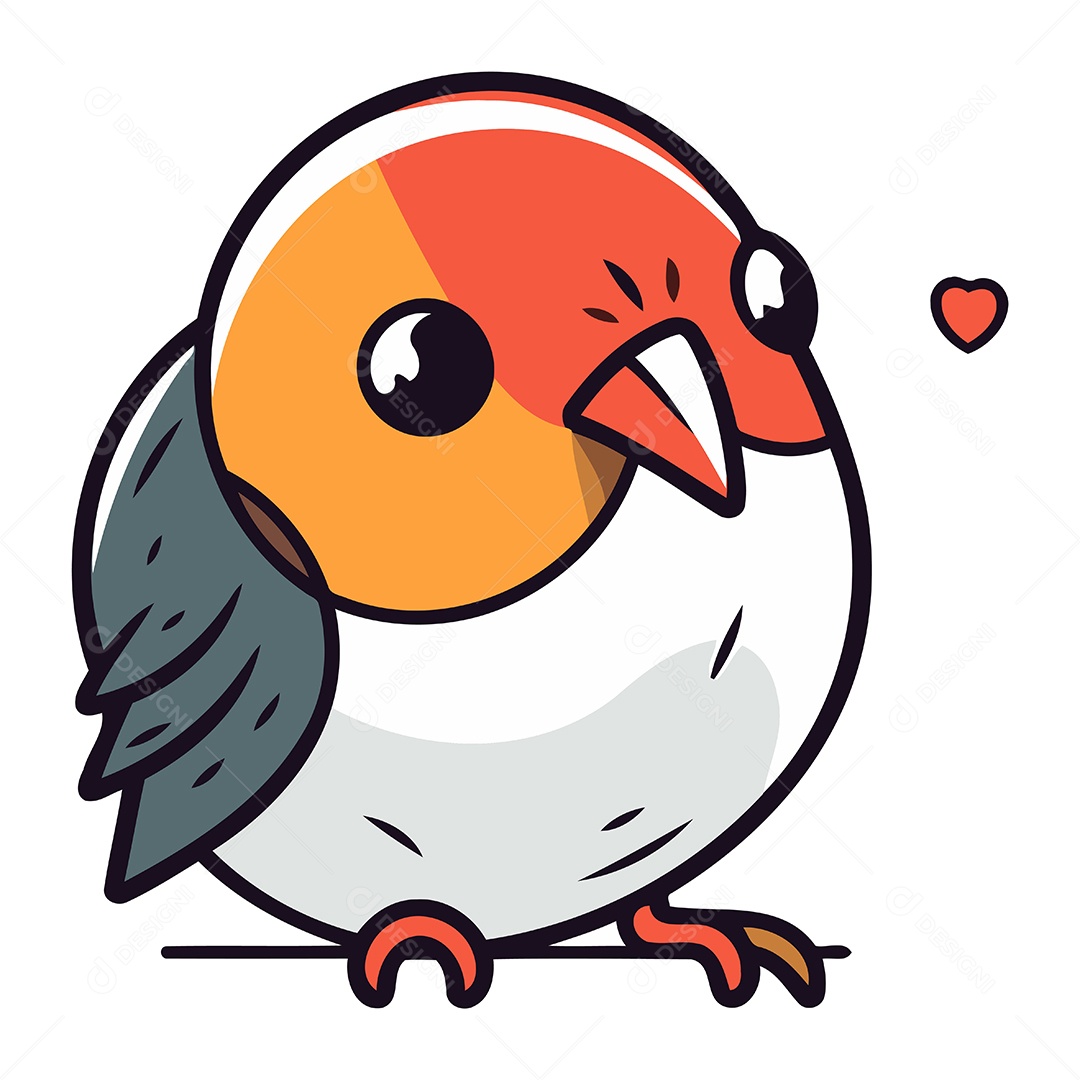 Passarinho Bonitinho de Desenho Animado Ilustração Vetor EPS