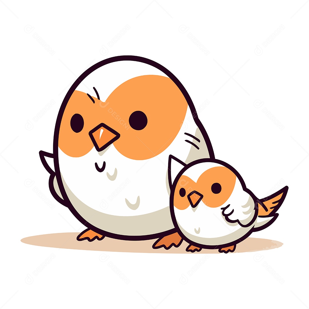 Tordo e um Pintinho de Desenho Animado Ilustração Vetor EPS