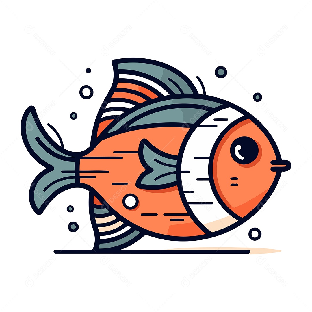 Peixe Bonito de Desenho Animado Ilustração Vetor EPS