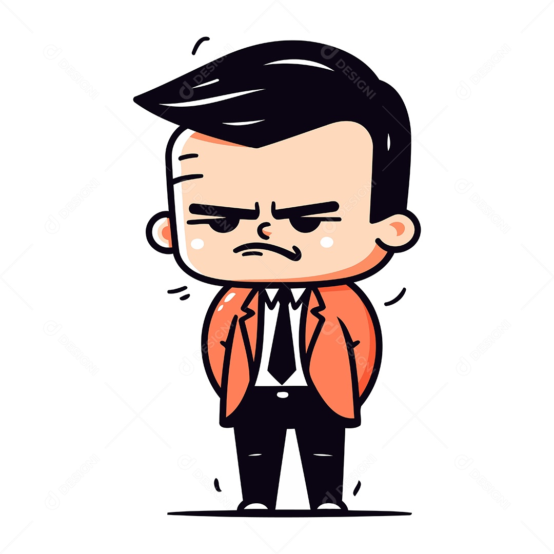 Empresário Irritado de Desenho Animado Ilustração Vetor EPS