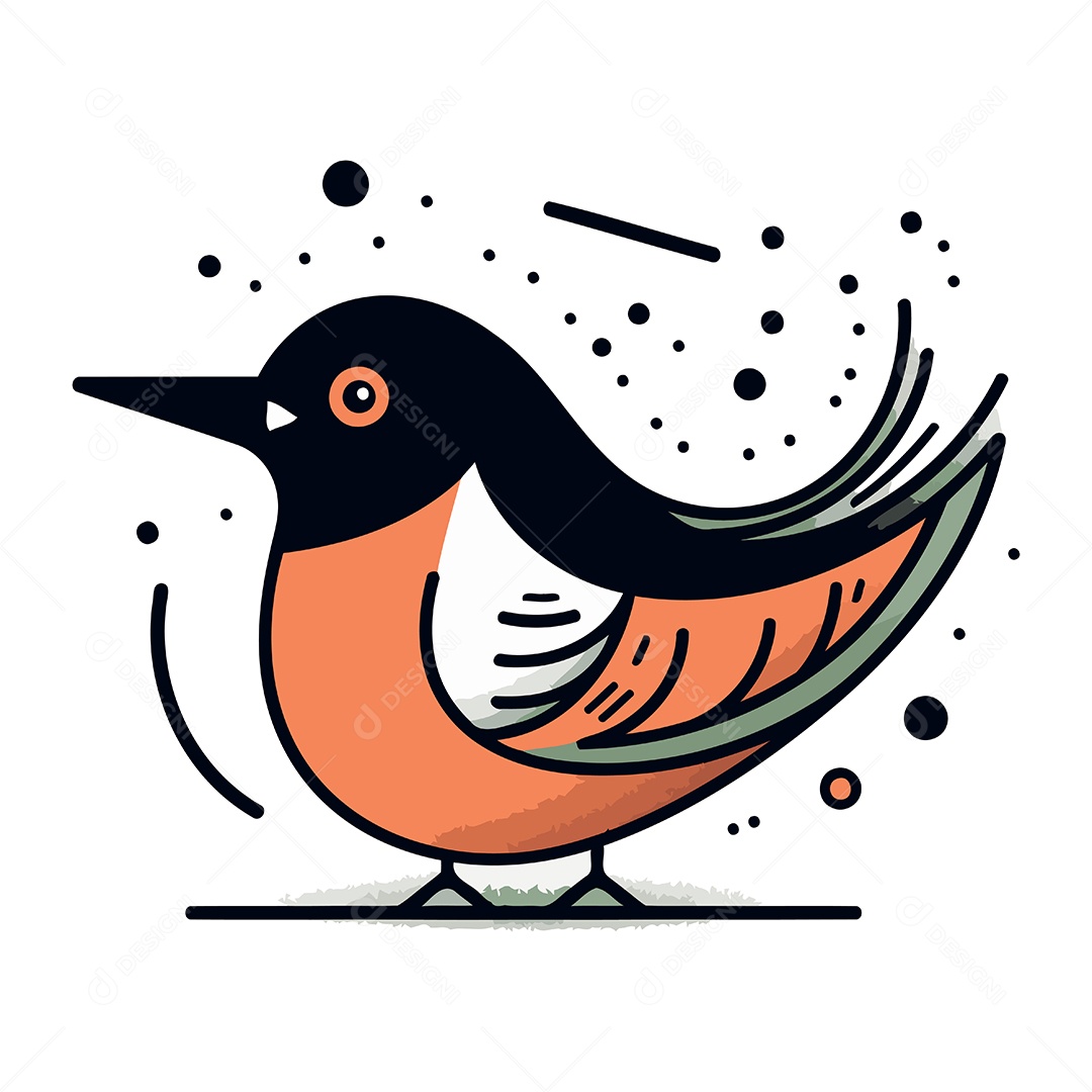 Passarinho Fofo de Desenho Animado Ilustração Vetor EPS