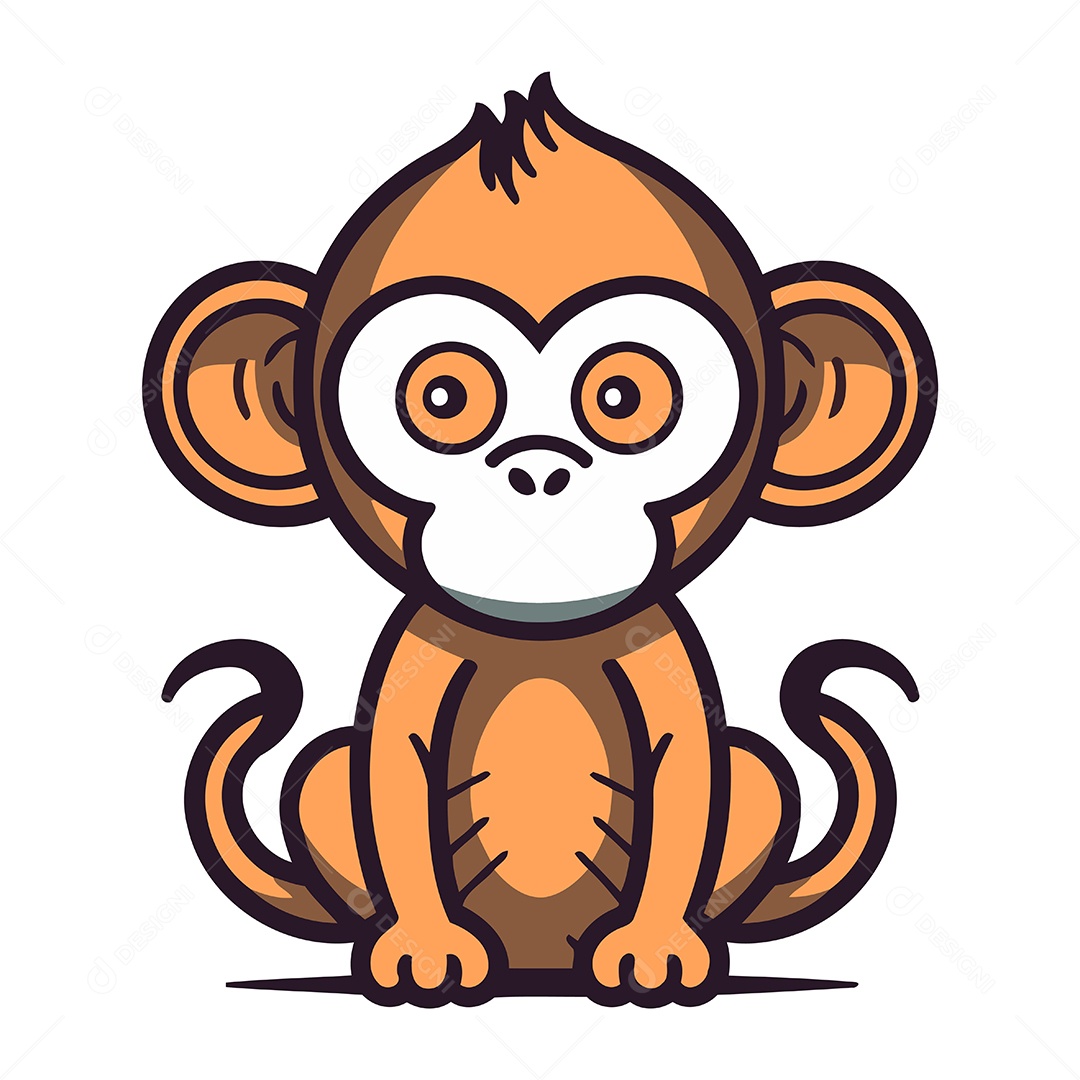 Macaco Bonito de Desenho Animado Ilustração Vetor EPS