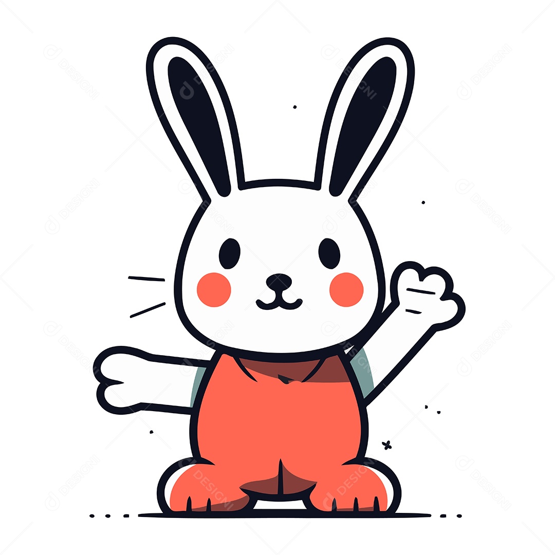 Coelho Fofo  de Desenho Animado Ilustração Vetor EPS