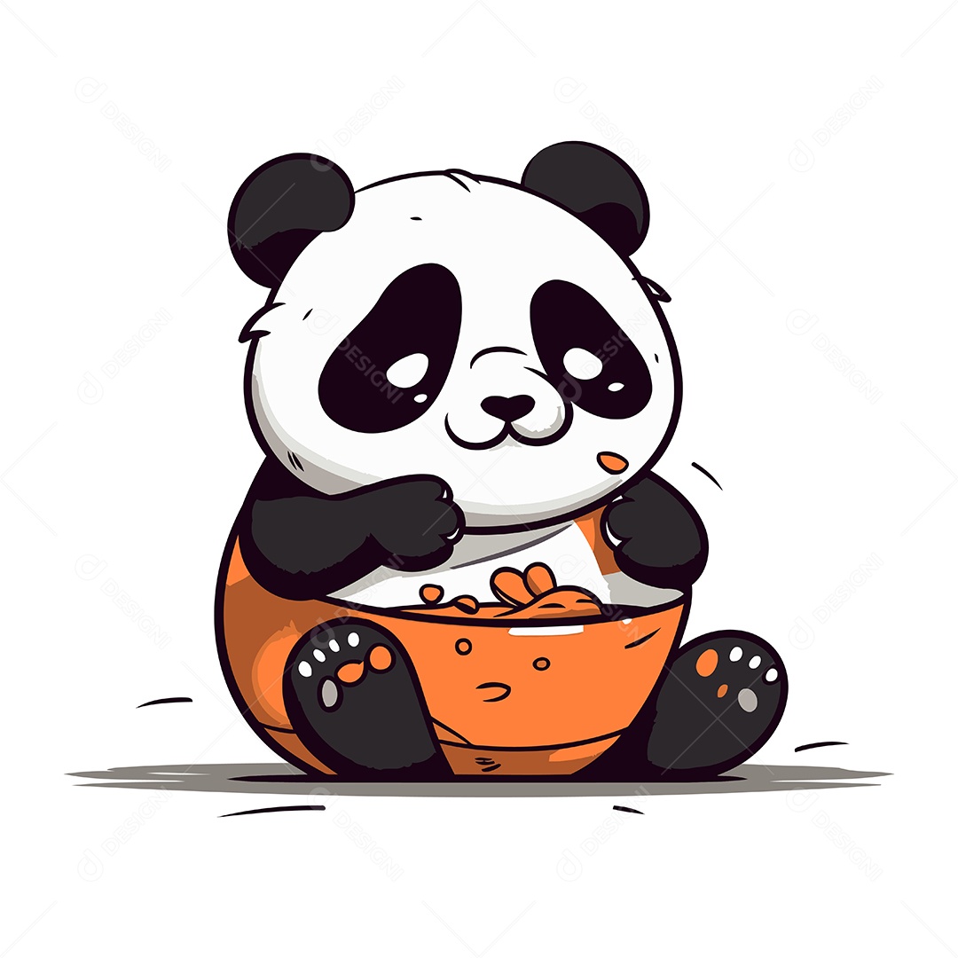 Panda Fofo de Desenho Animado Ilustração Vetor EPS