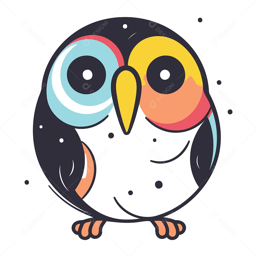 Coruja Fofa de Desenho Animado Ilustração Vetor EPS