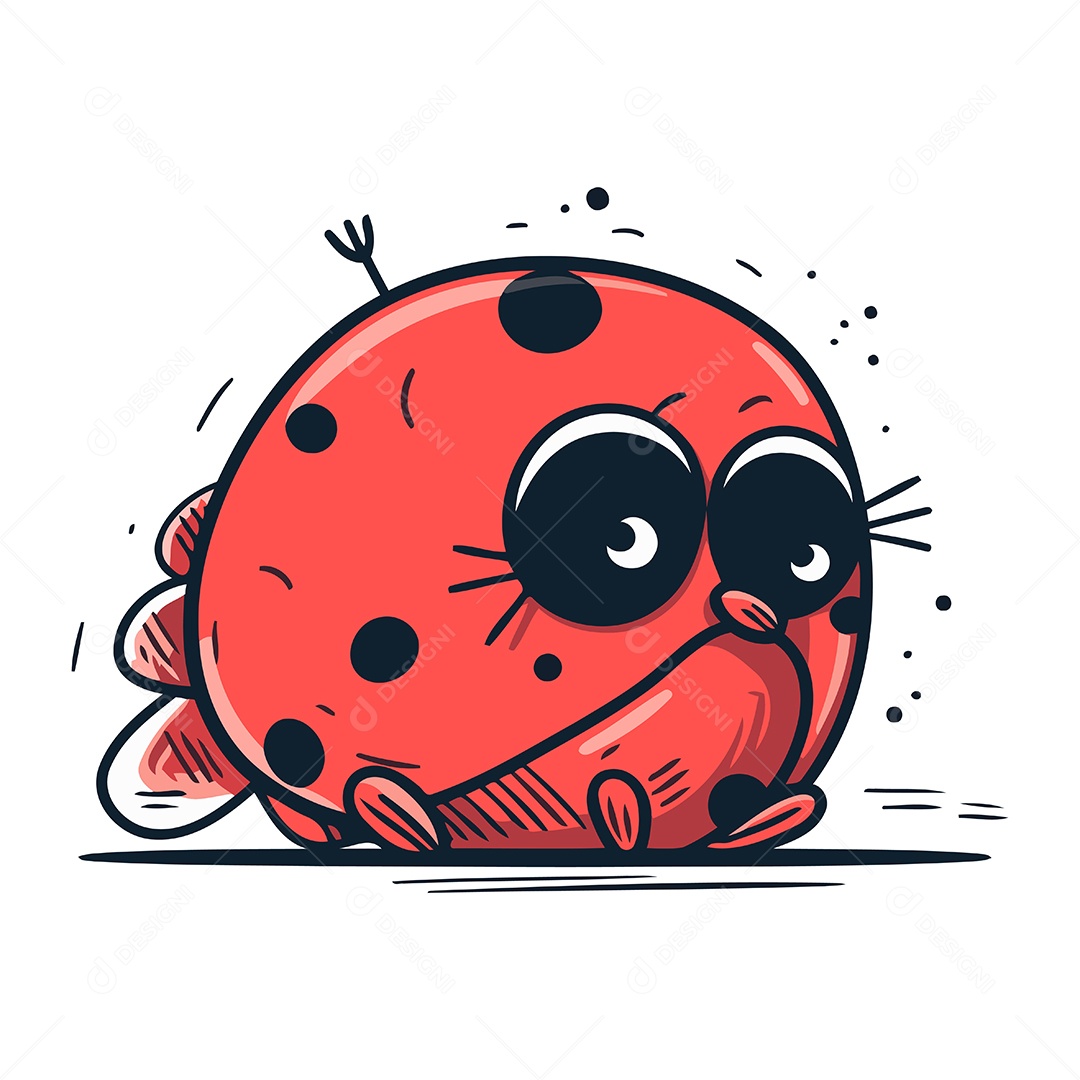 Joaninha Fofa de Desenho Animado Ilustração Vetor EPS