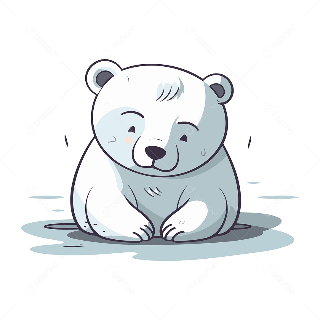 Urso Polar Fofo de Desenho Animado Ilustração Vetor EPS