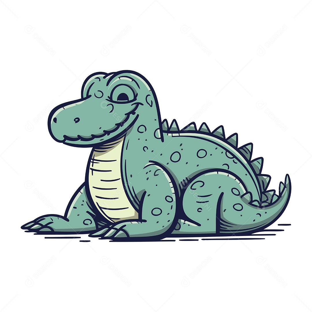 Crocodilo Bonito de Desenho Animado Ilustração Vetor EPS