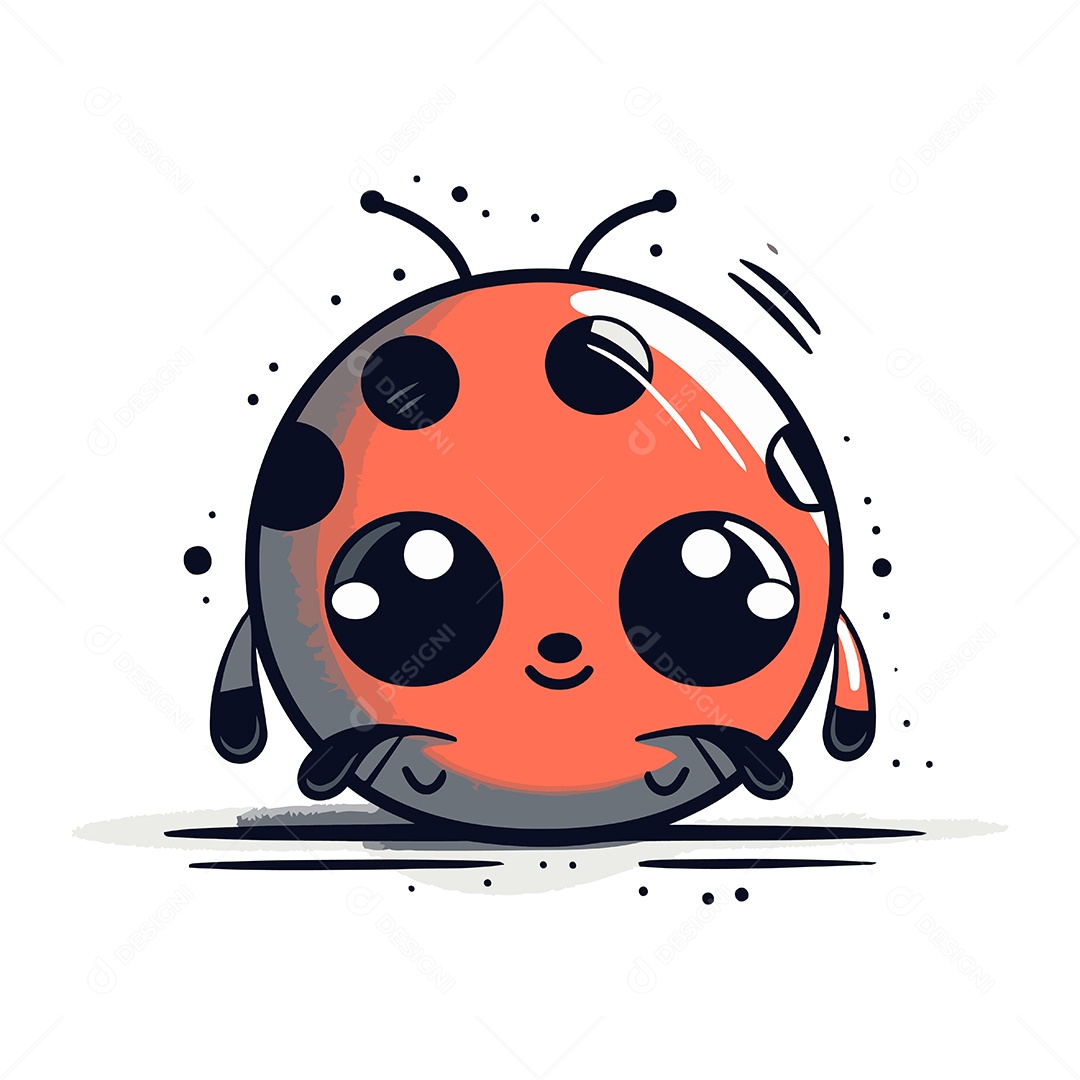 Joaninha Fofa de Desenho Animado Ilustração Vetor EPS