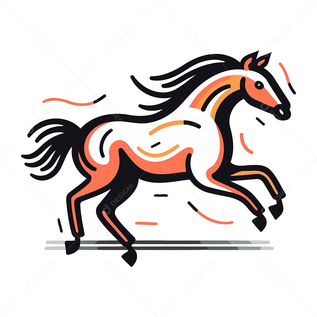 Cavalo Correndo de Desenho Animado Ilustração Vetor EPS