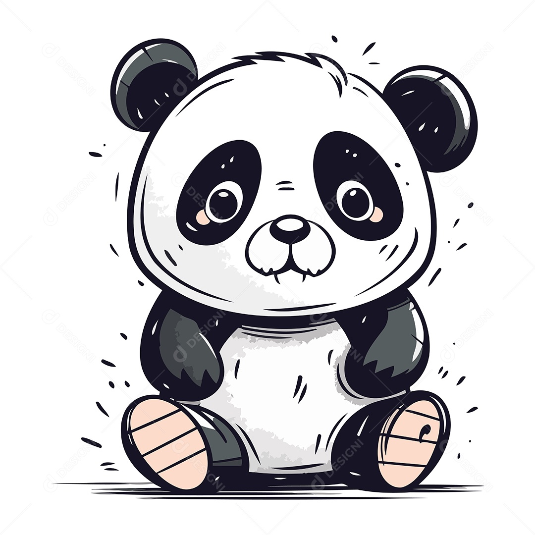 Panda Fofo de Desenho Animado Ilustração Vetor EPS