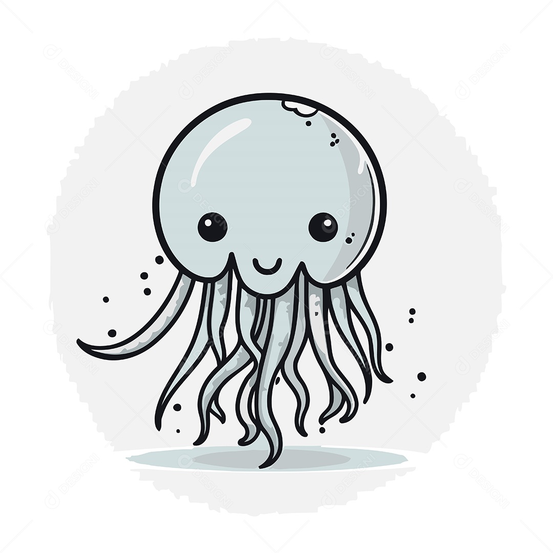 Polvo Bonito de Desenho Animado Ilustração Vetor EPS