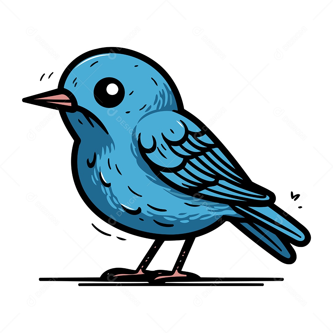 Pássaro Azul de Desenho Animado Ilustração Vetor EPS