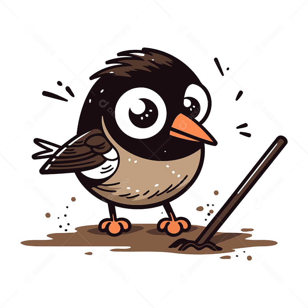 Pássaro Bonito de Desenho Animado Ilustração Vetor EPS