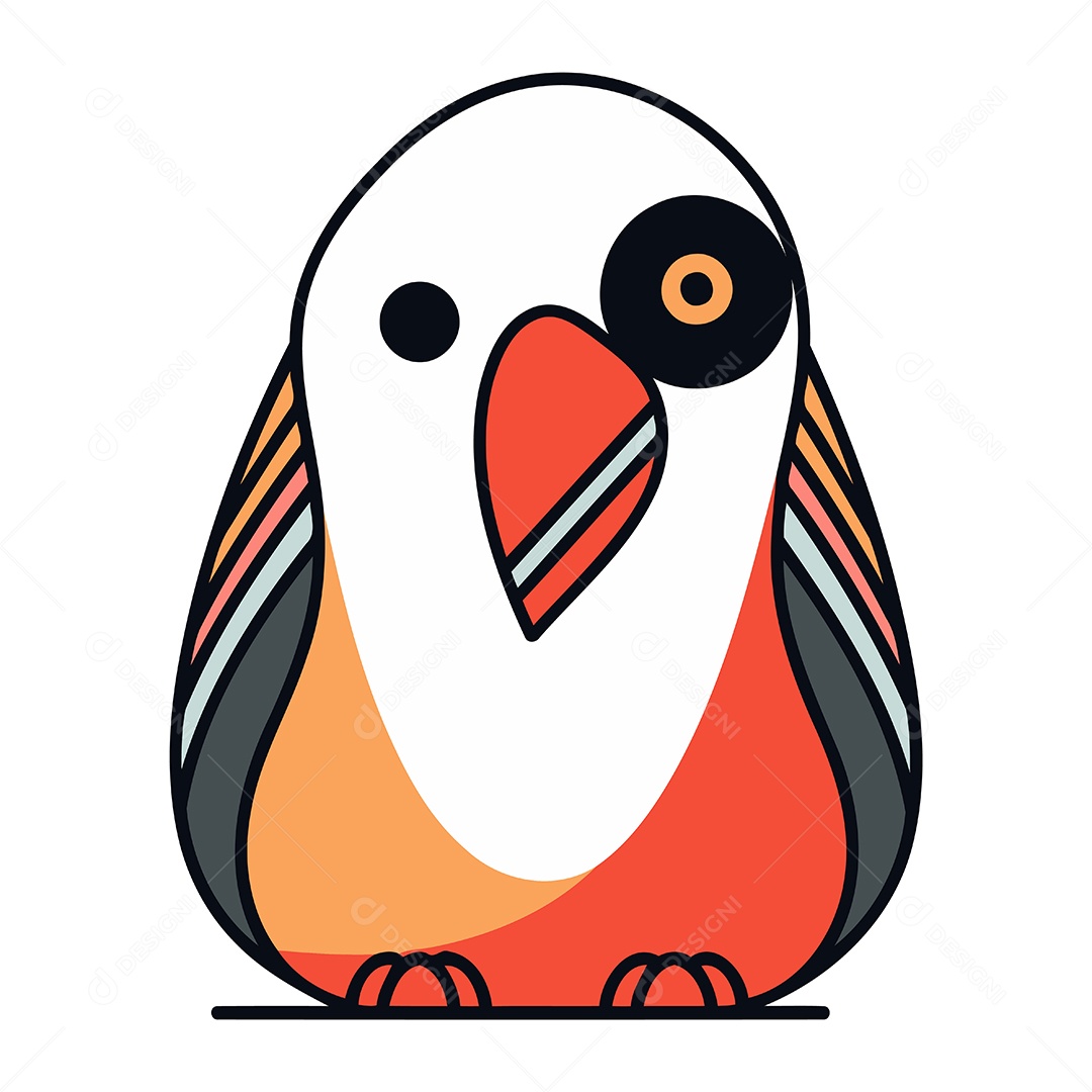 Pinguim Bonito de Desenho Animado Ilustração Vetor EPS