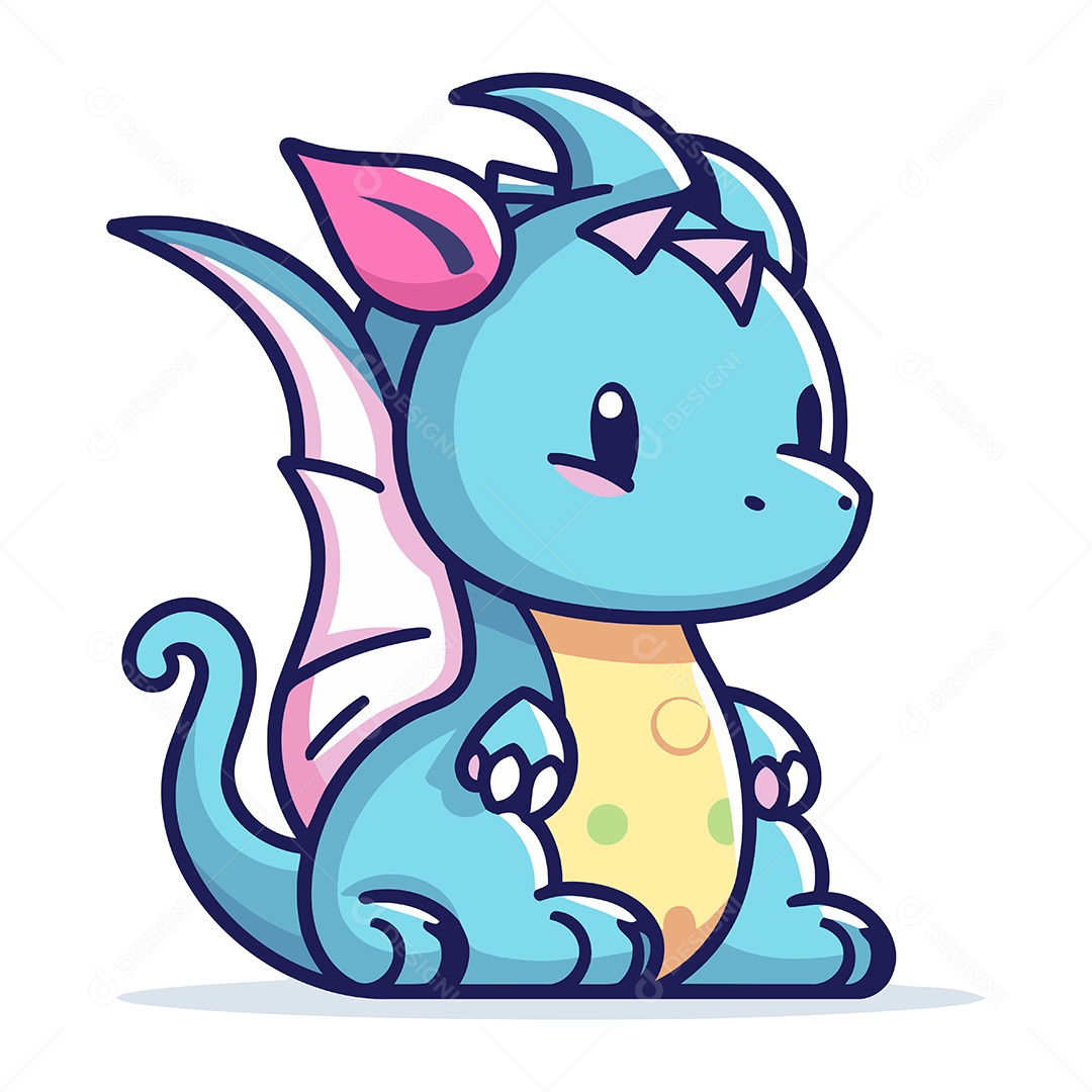 Dragão Bonito de Desenho Animado Ilustração Vetor EPS